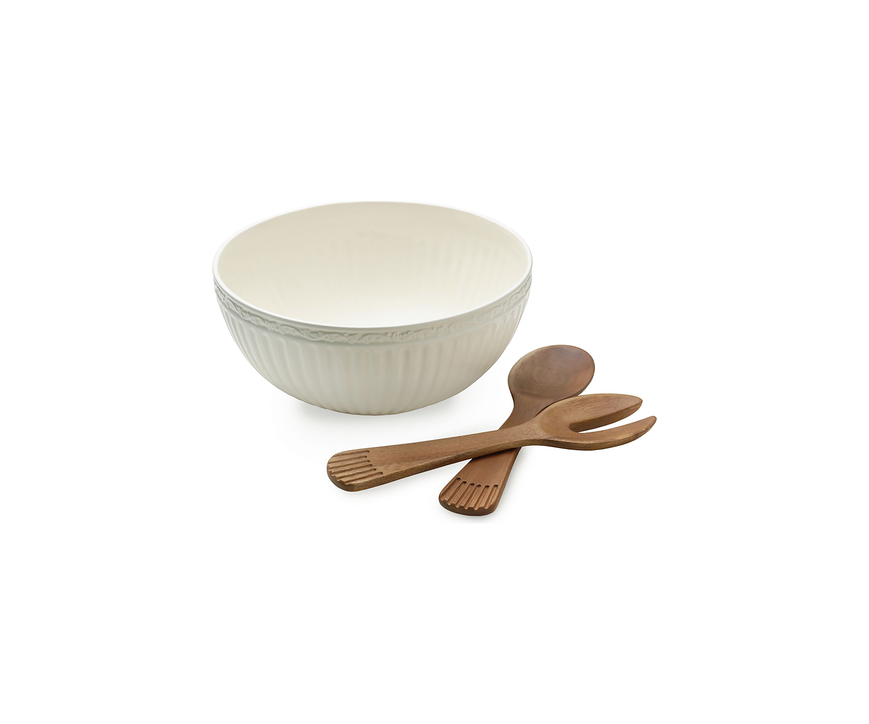 Italian Countryside Salad Serving Bowl with Serving Utensils