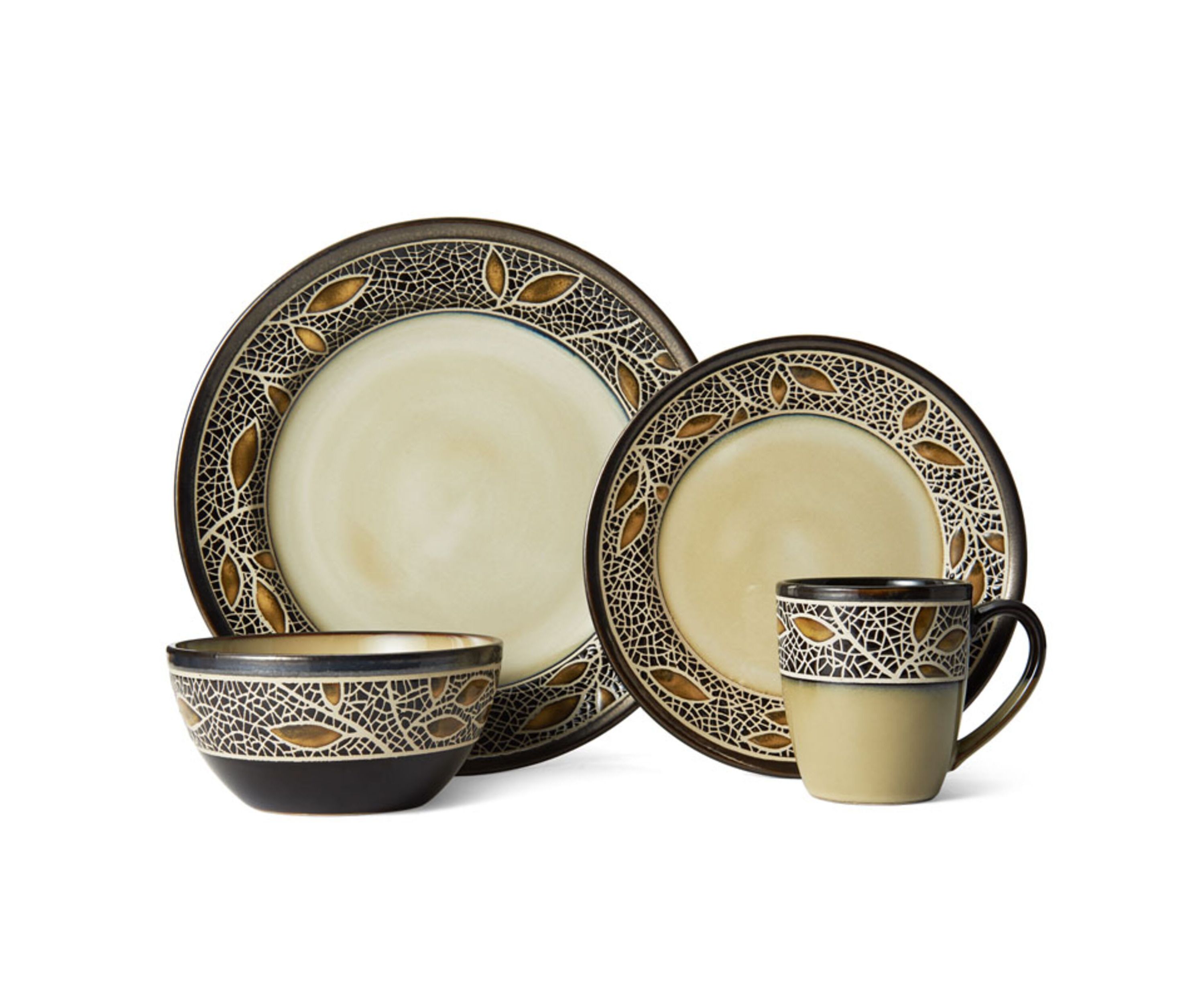 Alexandria 16 Piece Dinnerware Set, Service For 4