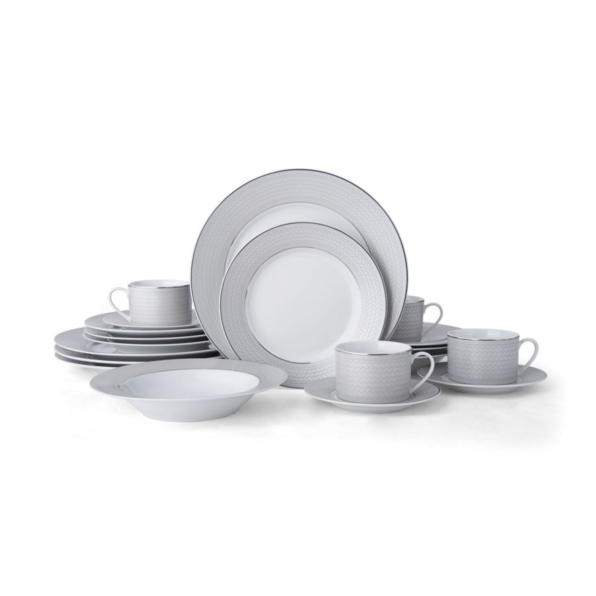 Percy 20 Piece Porcelain Dinnerware Set, Service for 4, Grey
