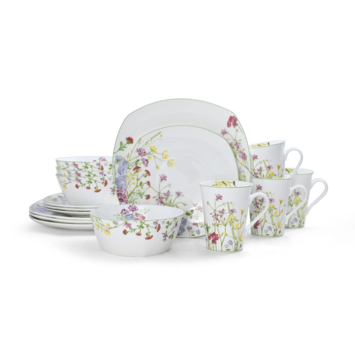 Wildflower Garden 16 Piece Dinnerware Set, Service For 4