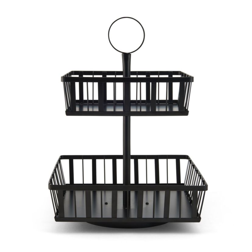 Rotating 2-Tier Stripe Basket