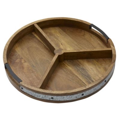 Gourmet Basics by Mikasa Round Lazy Susan w/Galvanized Band and Removable Dividers