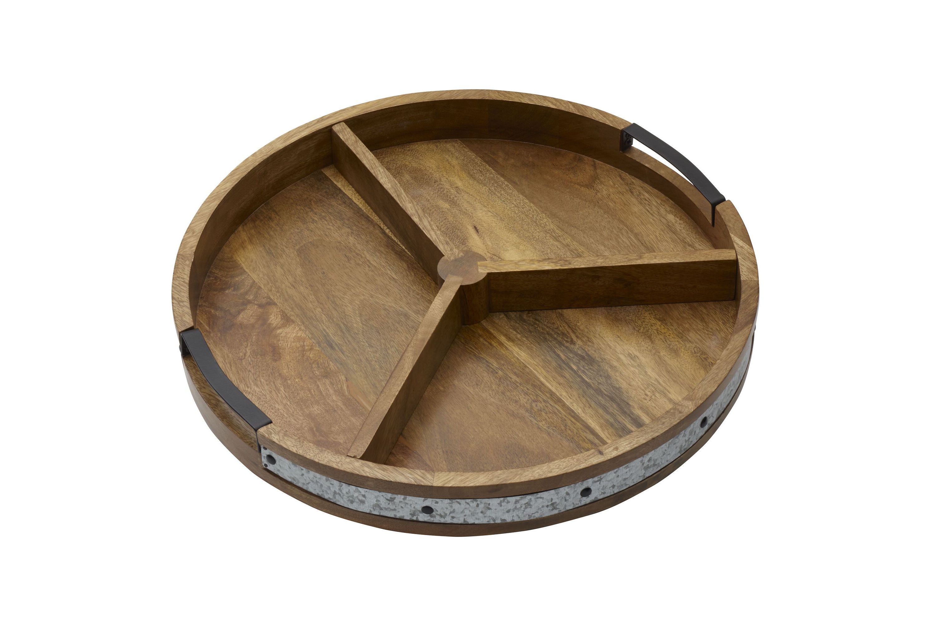 Round Lazy Susan w/Galvanized Band and Removable Dividers