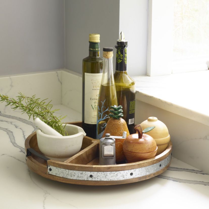 Round Lazy Susan w/Galvanized Band and Removable Dividers