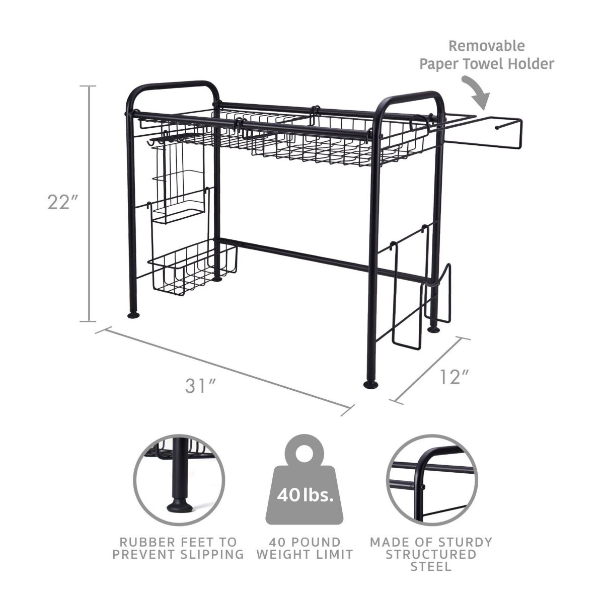 Over Sink Black Organizer