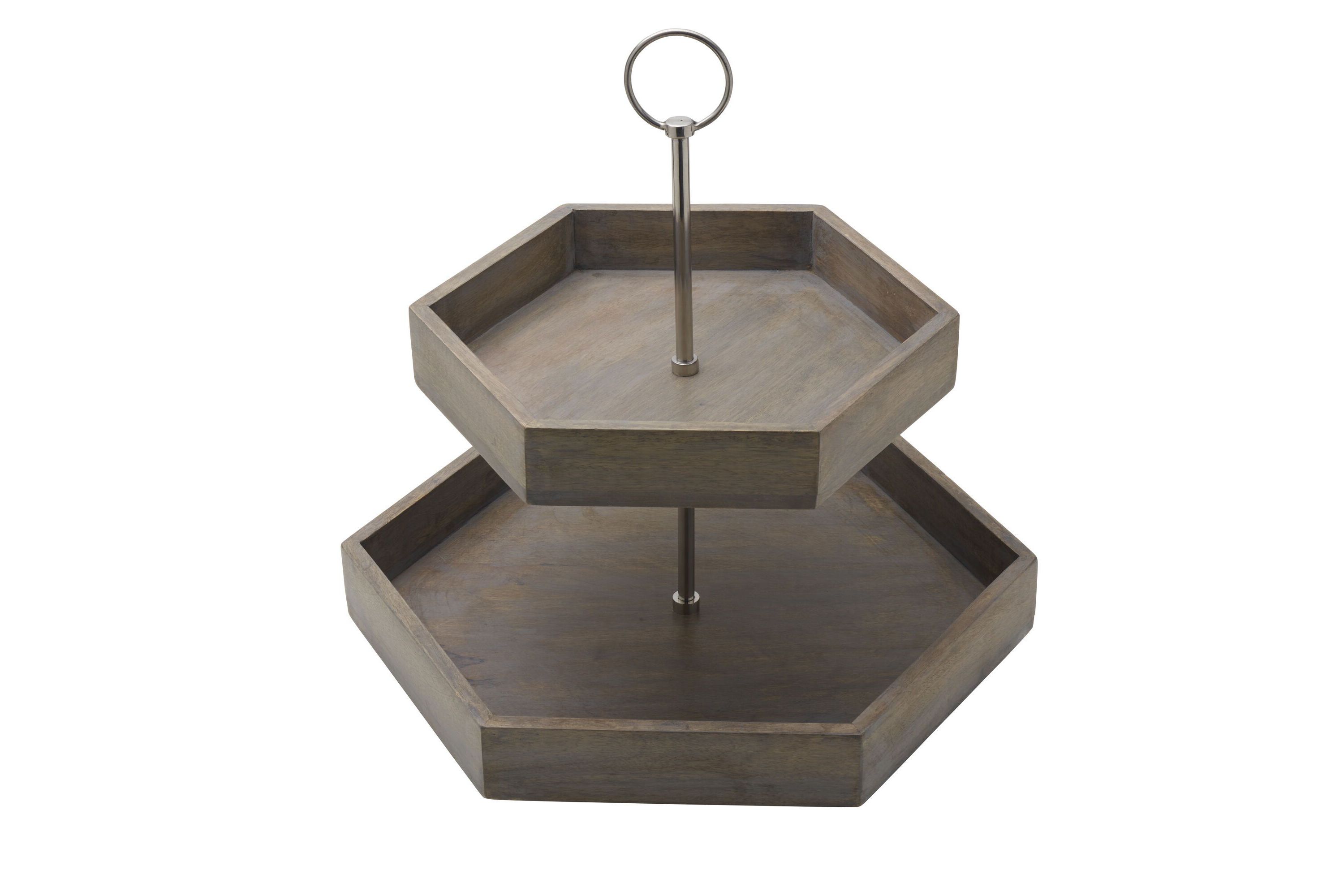 Gray Hexagon 2-Tier Tray