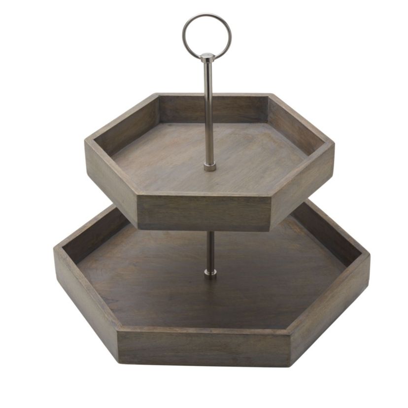 Gray Hexagon 2-Tier Tray