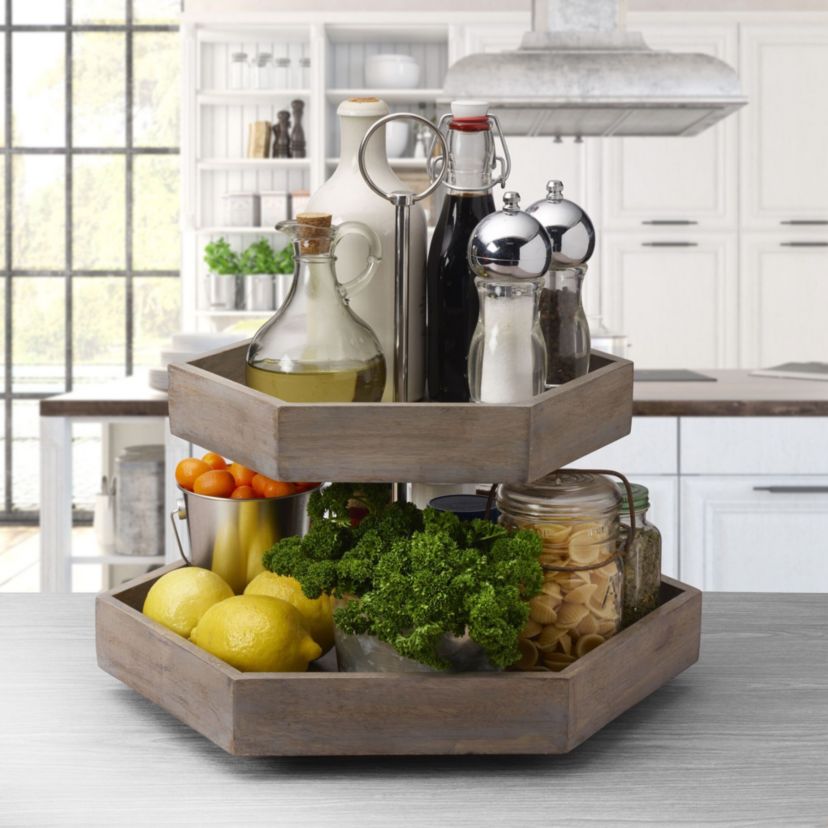 Gray Hexagon 2-Tier Tray