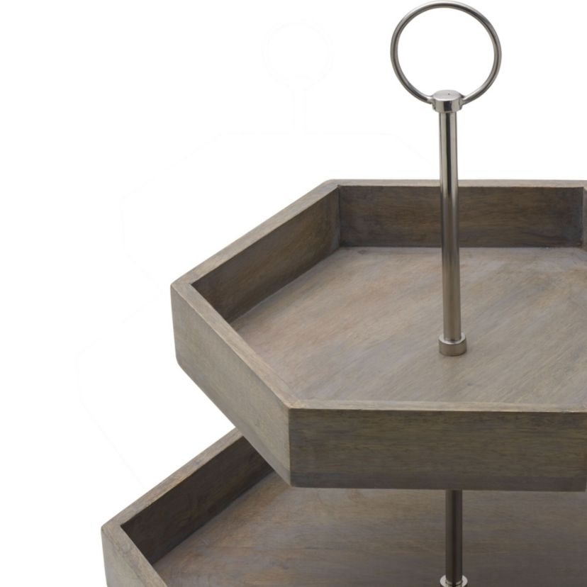 Gray Hexagon 2-Tier Tray