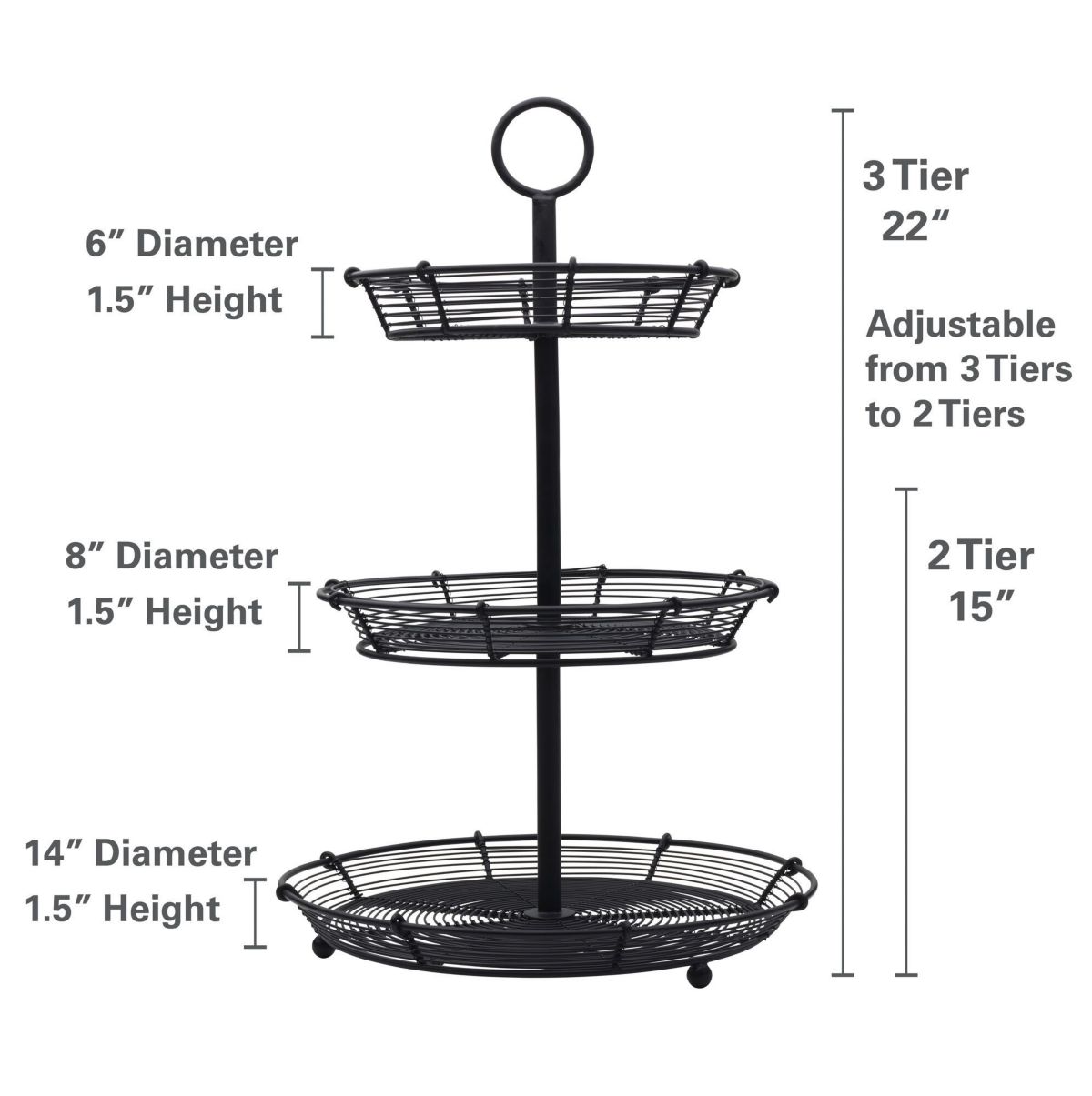 Tulsa 3-Tier Adjustable Pastry Stand