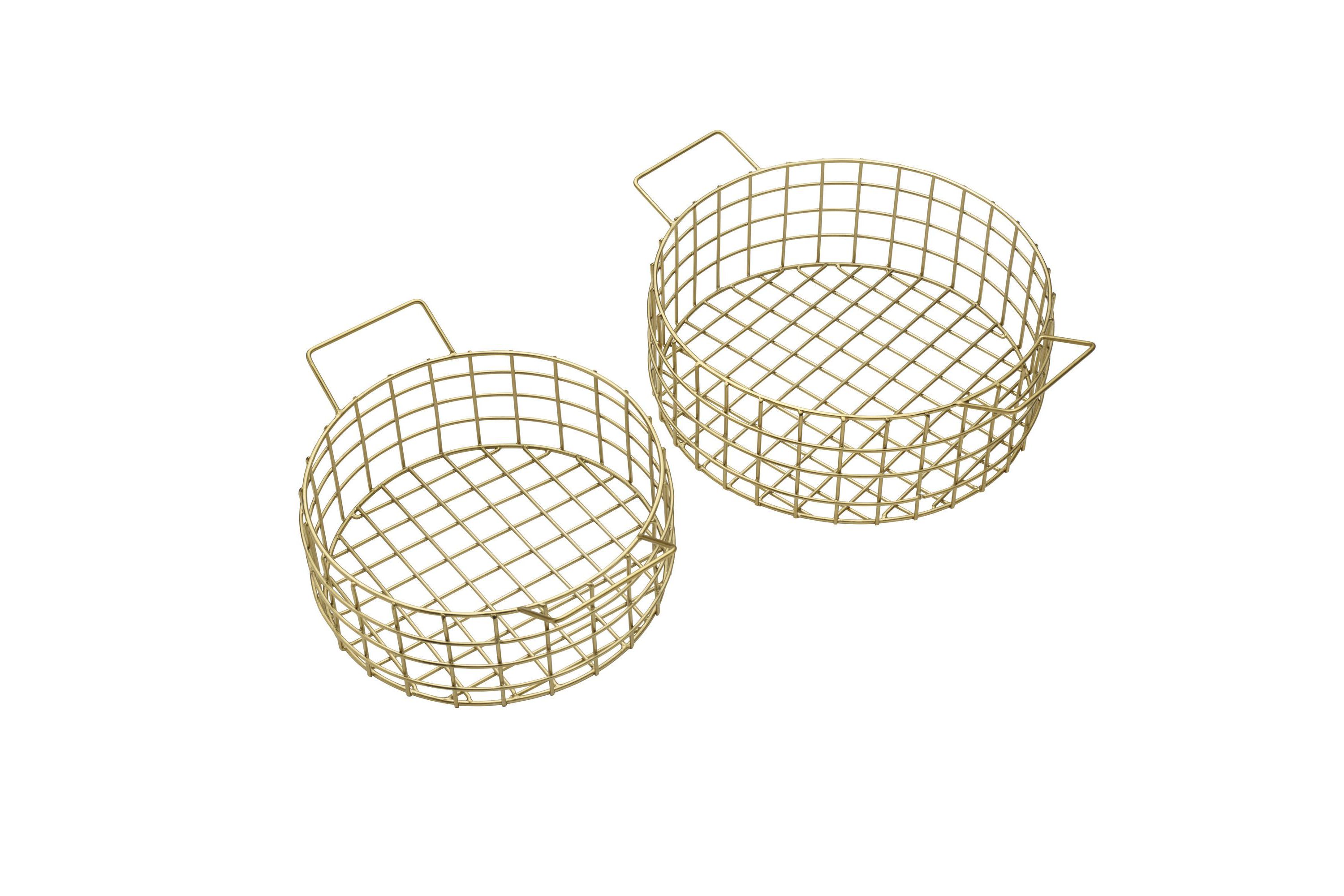 Kendall Set of 2 Round Centerpiece Baskets with a Gold Finish