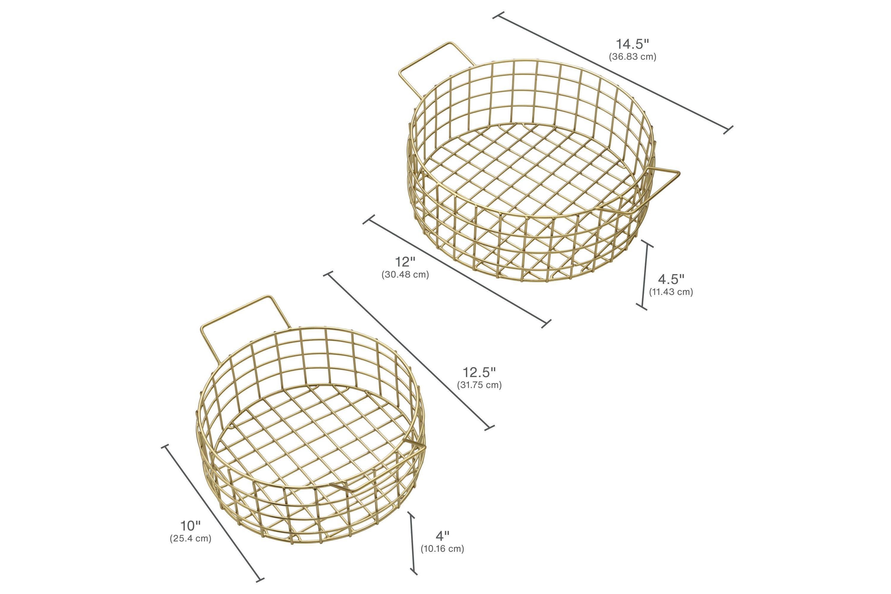 Kendall Set of 2 Round Centerpiece Baskets with a Gold Finish