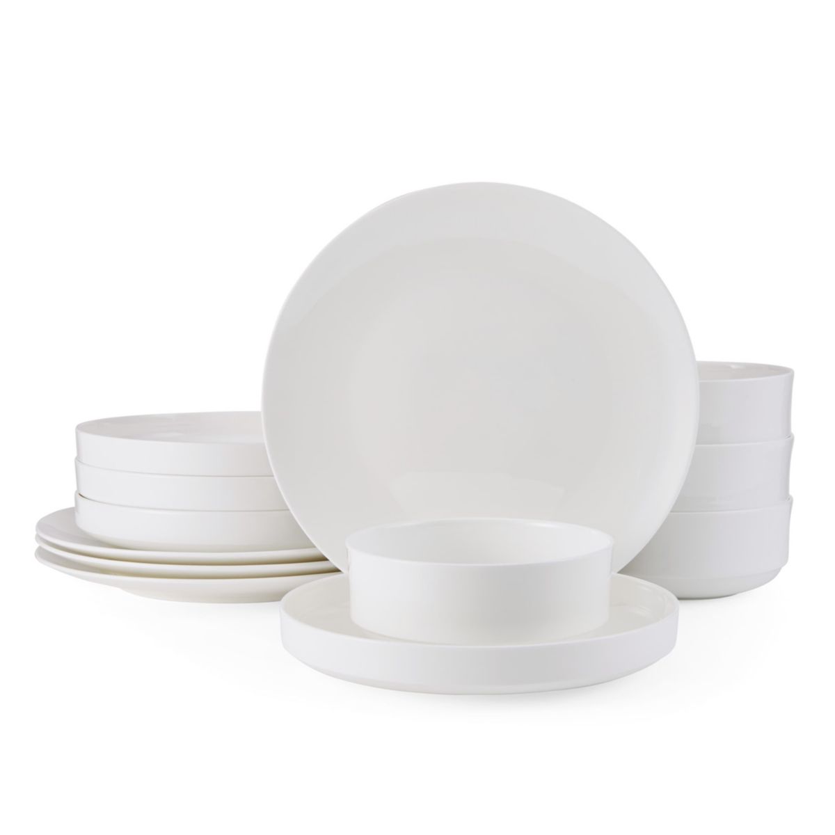 Macie Bone China Lightweight Chip Resistant 12 Piece Dinnerware Set, Service for 4, White