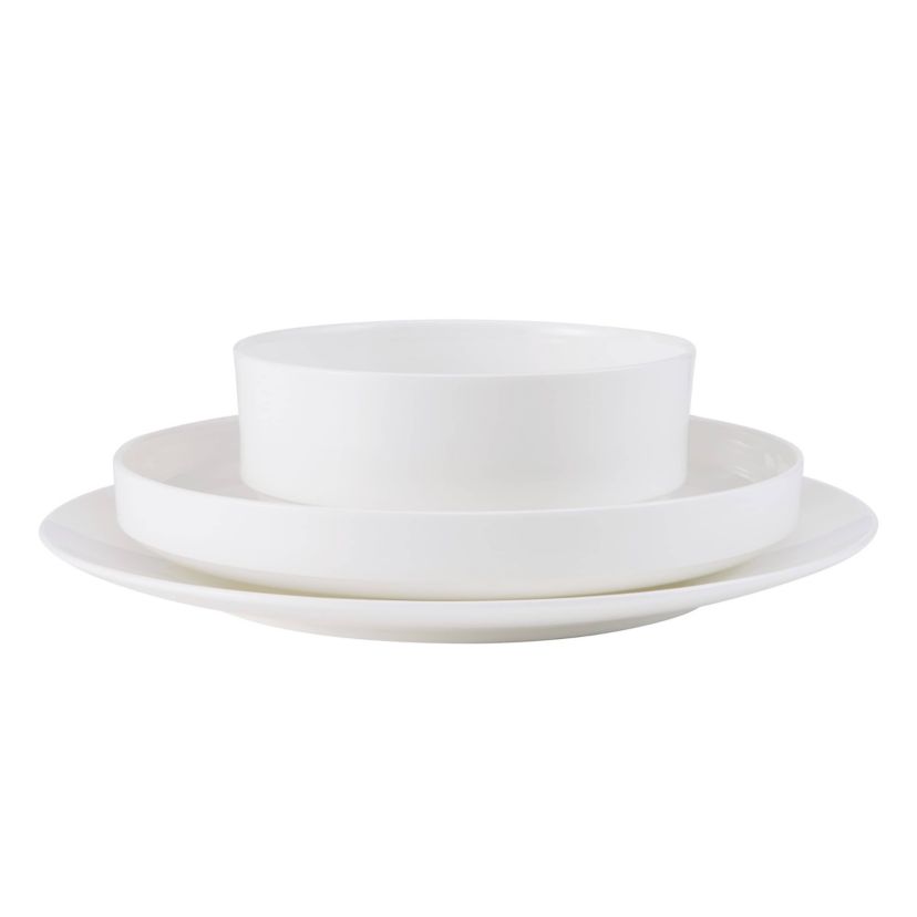 Macie Bone China Lightweight Chip Resistant 12 Piece Dinnerware Set, Service for 4, White