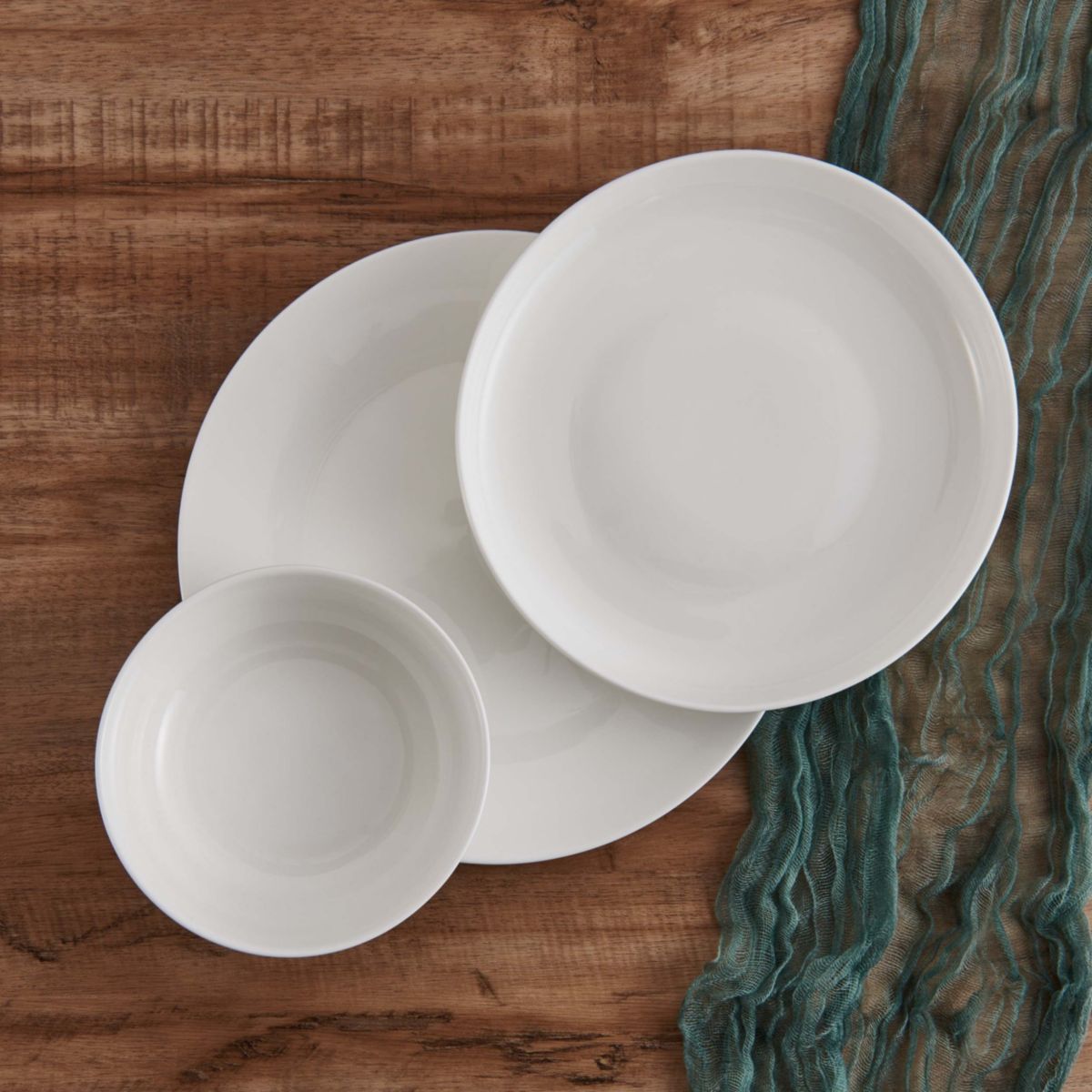 Macie Bone China Lightweight Chip Resistant 12 Piece Dinnerware Set, Service for 4, White
