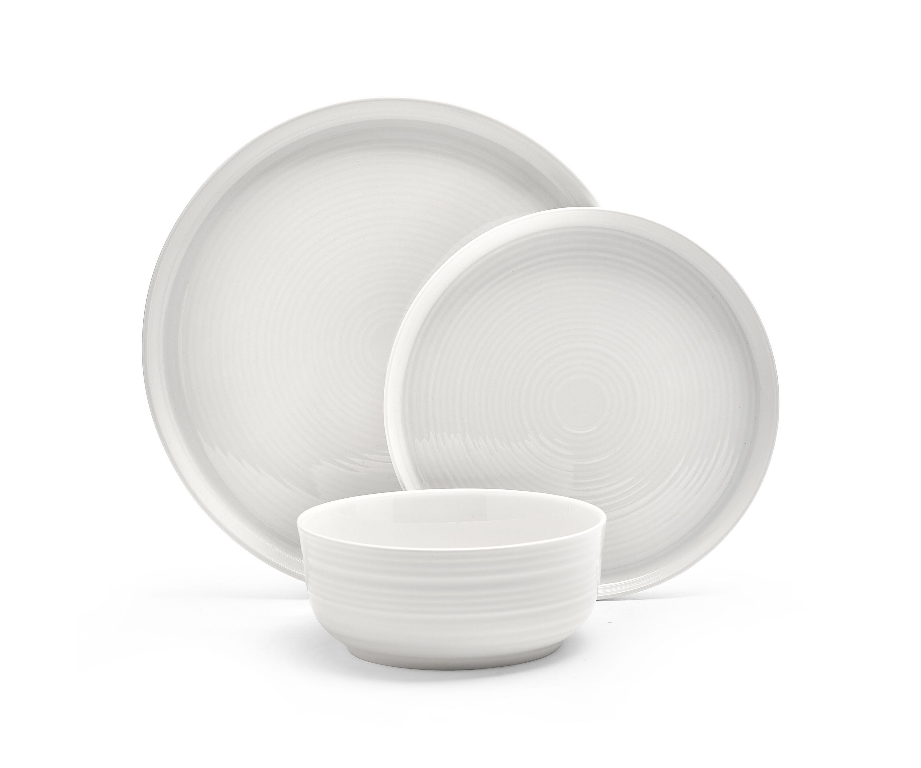 Callie Bone China Lightweight Chip Resistant 12 Piece Dinnerware Set, Service for 4, White