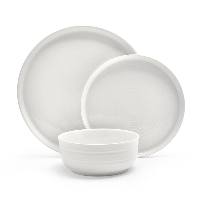 Callie Bone China Lightweight Chip Resistant 12 Piece Dinnerware Set, Service for 4, White