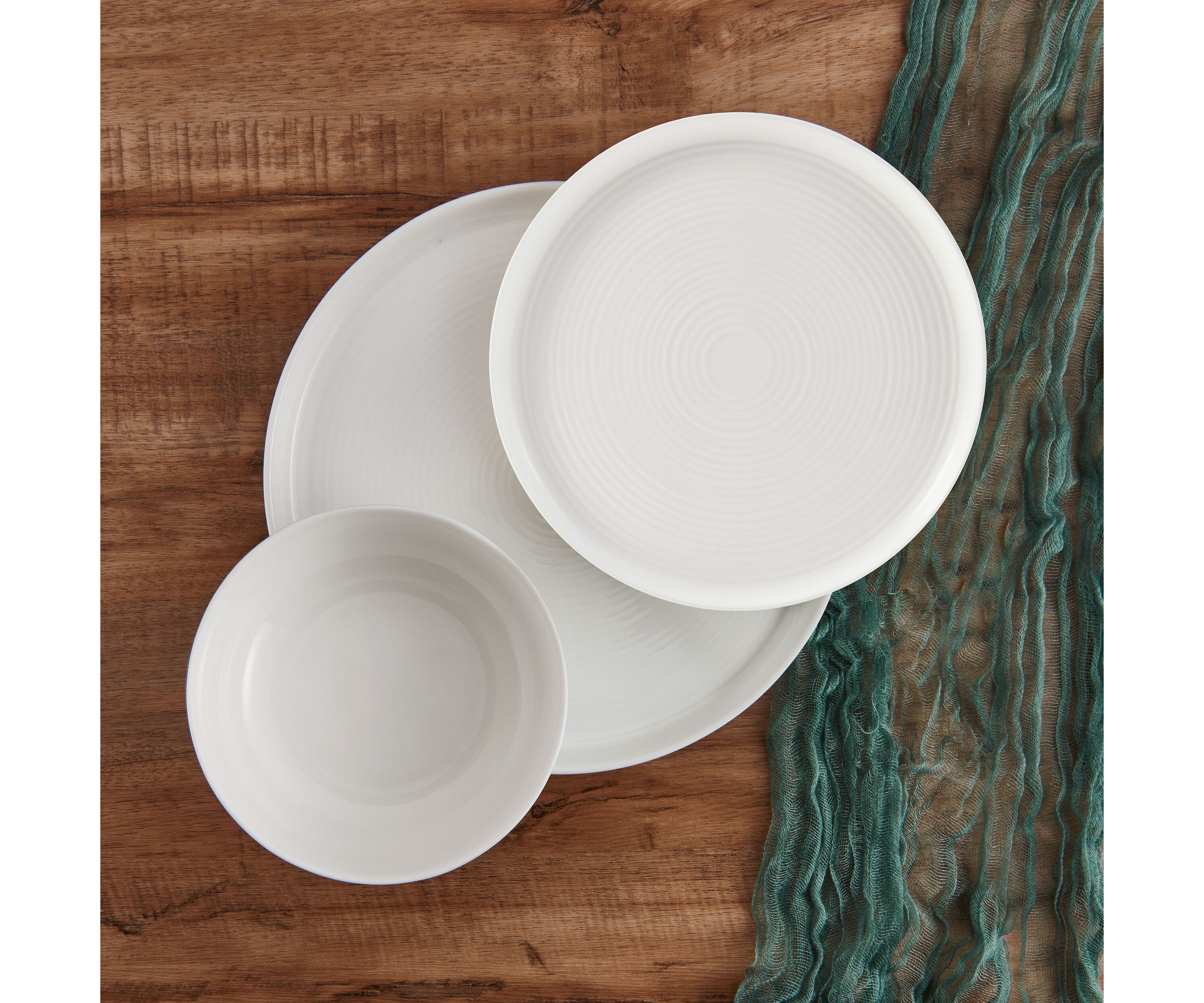 Callie Bone China Lightweight Chip Resistant 12 Piece Dinnerware Set, Service for 4, White