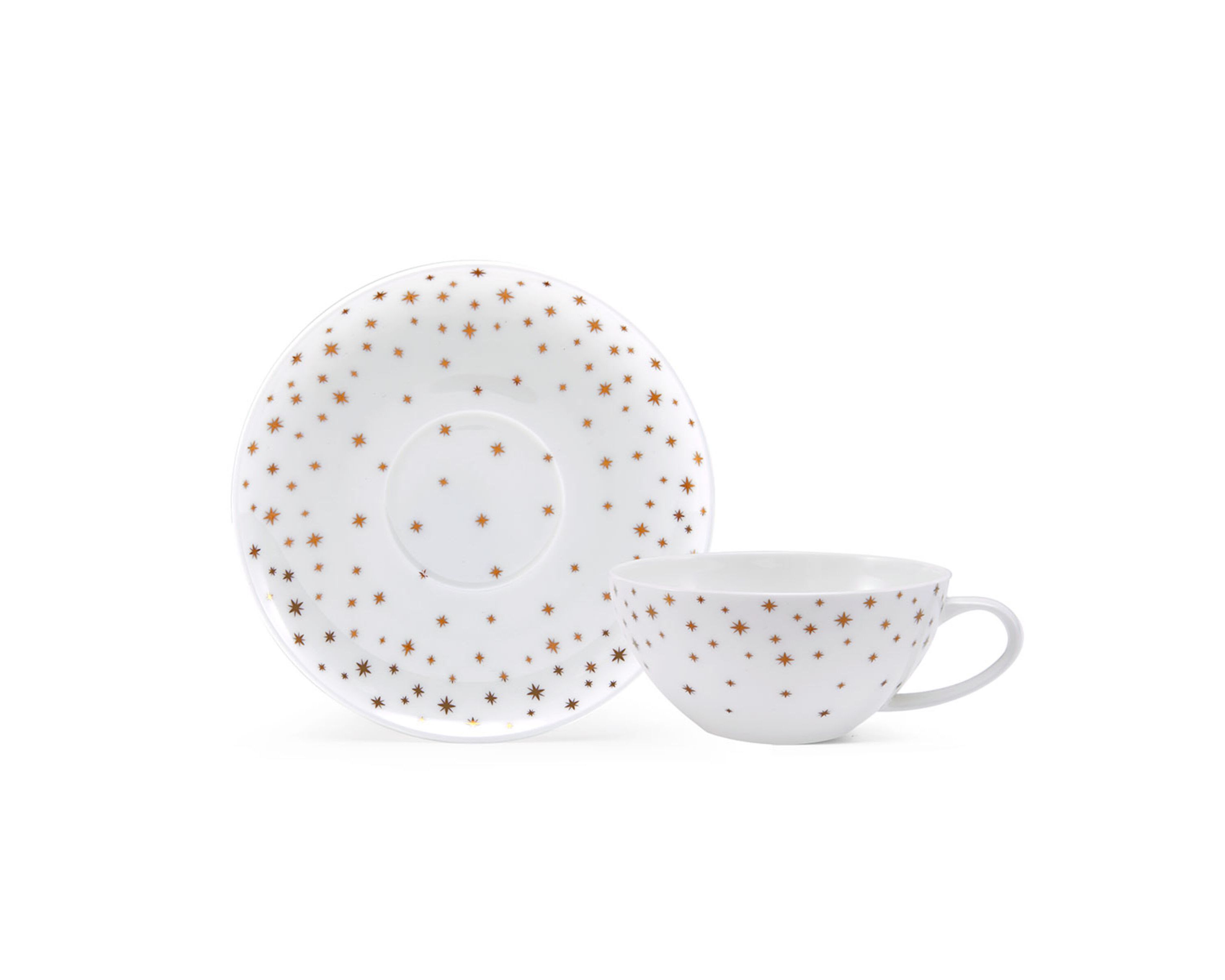 Mikasa Millie Gold Metallic Set of 4 Tea Cups and Saucers, 8 Ounce