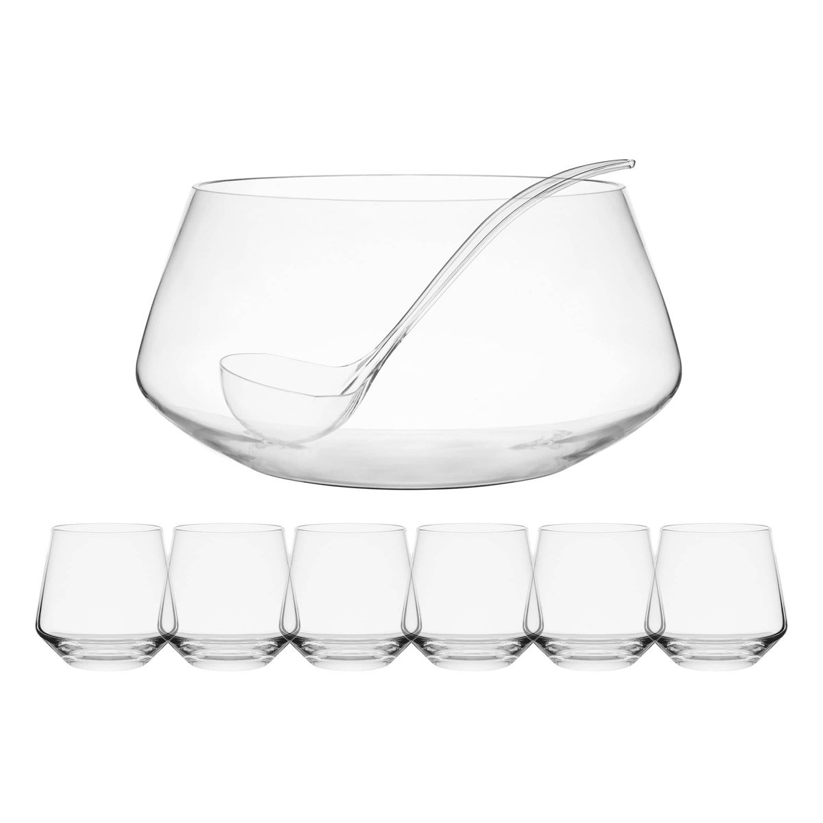 Mikasa Akimbo 8 Piece Punch Bowl Set with Acrylic Ladle, 11-Quart
