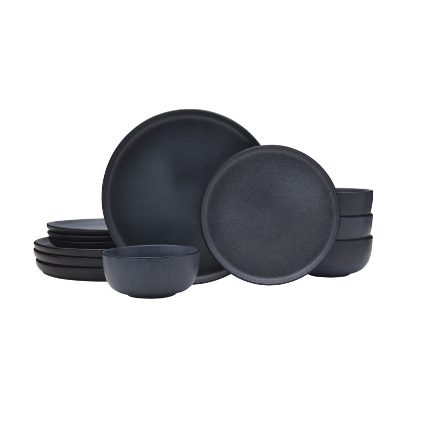 Mayer 12 Piece Dinnerware Set, Service for 4, Gray