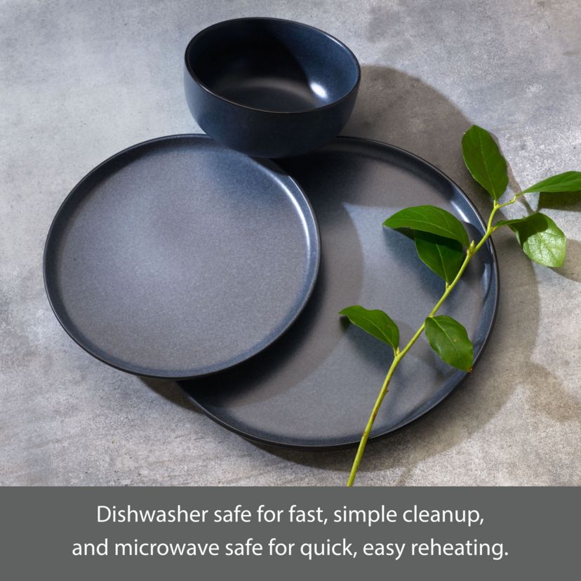 Mayer 12 Piece Dinnerware Set, Service for 4, Gray