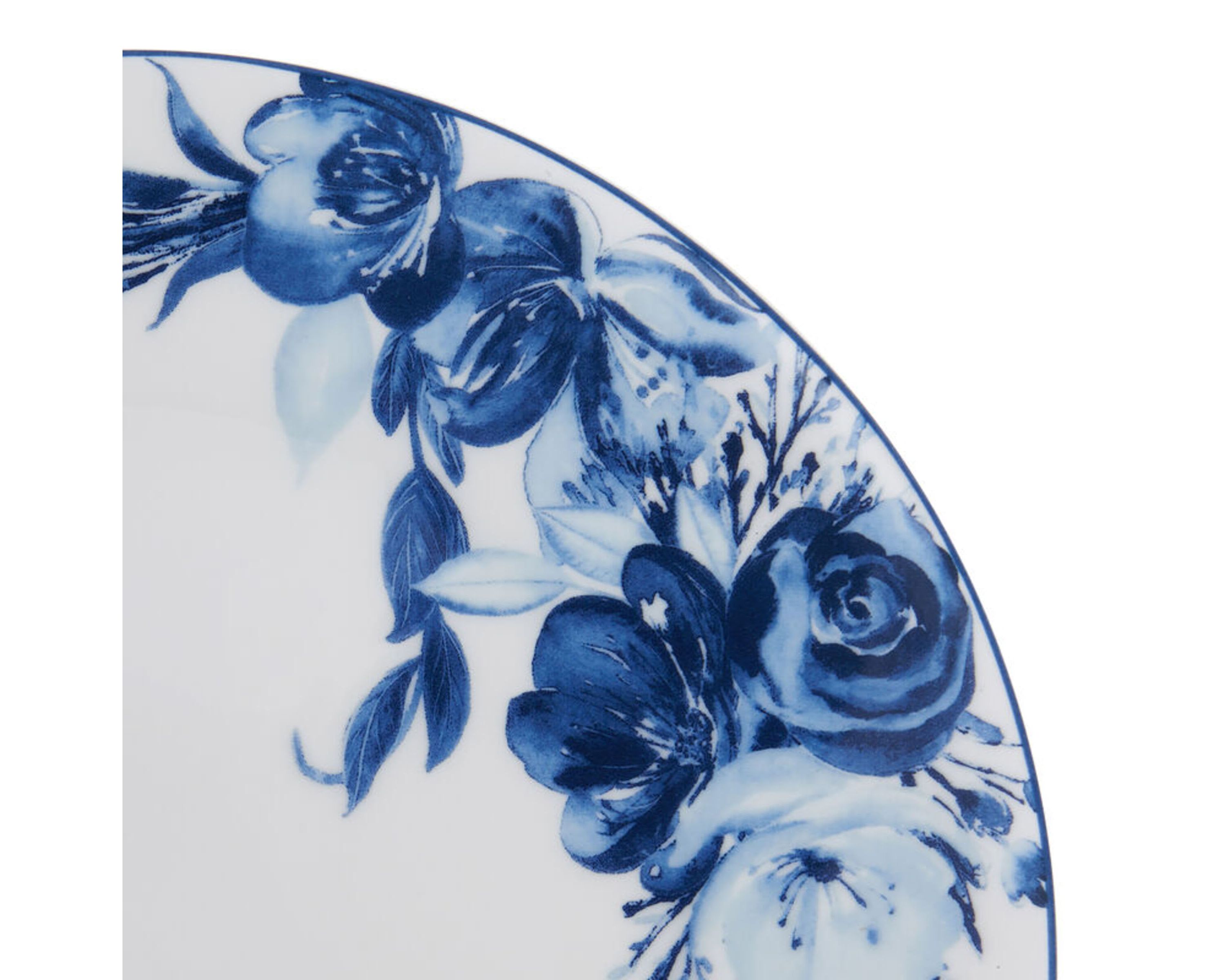 Darcy Bone China 12 Piece Dinnerware Set, Service for 4, Blue and White