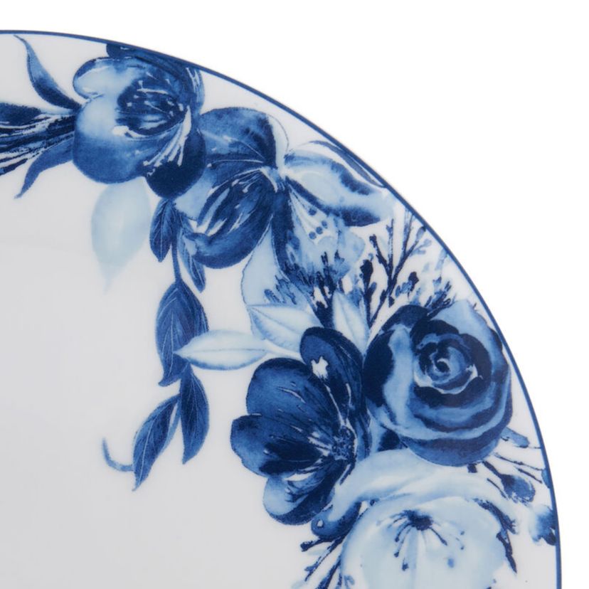 Darcy Bone China 12 Piece Dinnerware Set, Service for 4, Blue and White