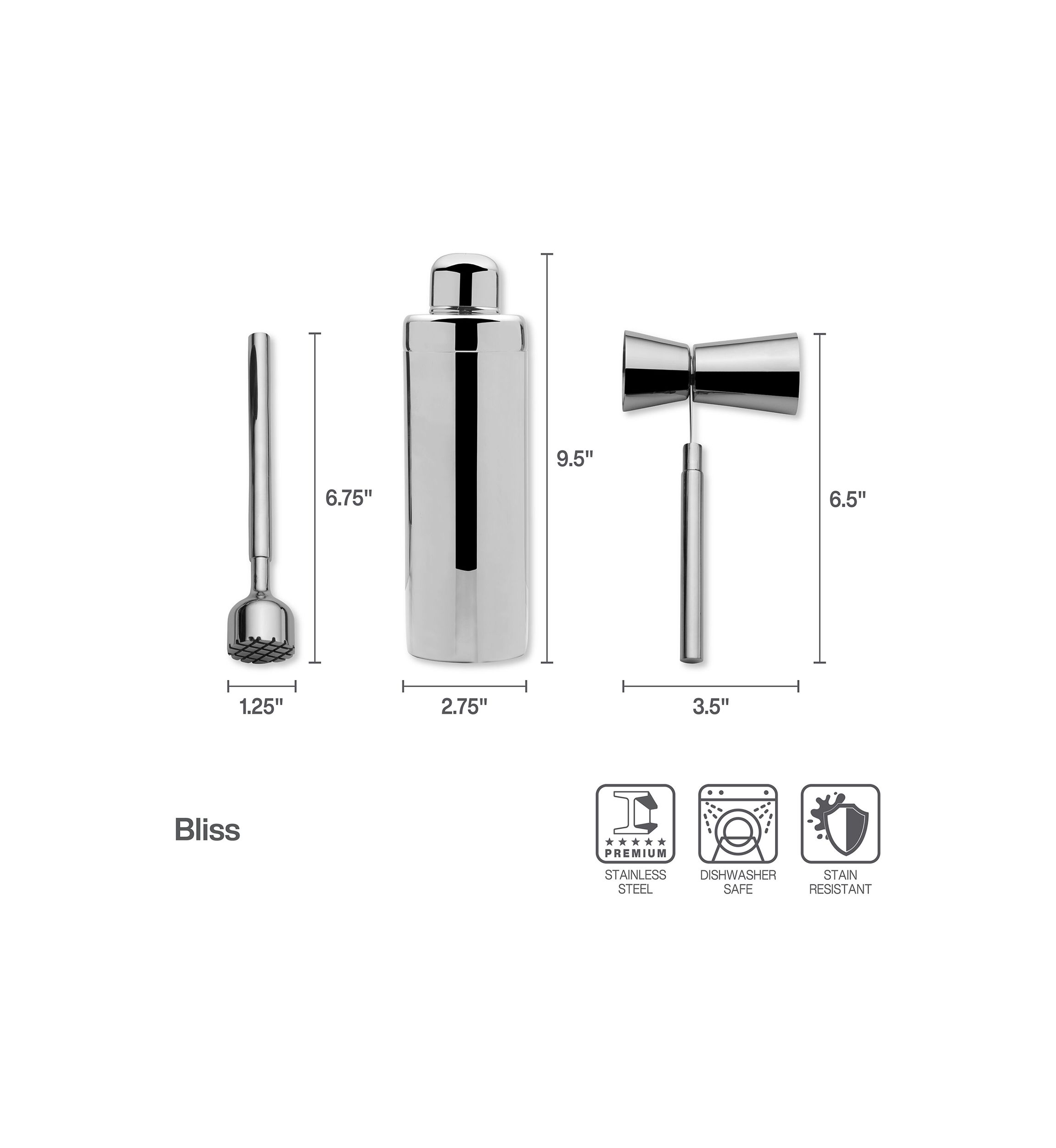 Bliss Bar Tool Set with Wooden Stand