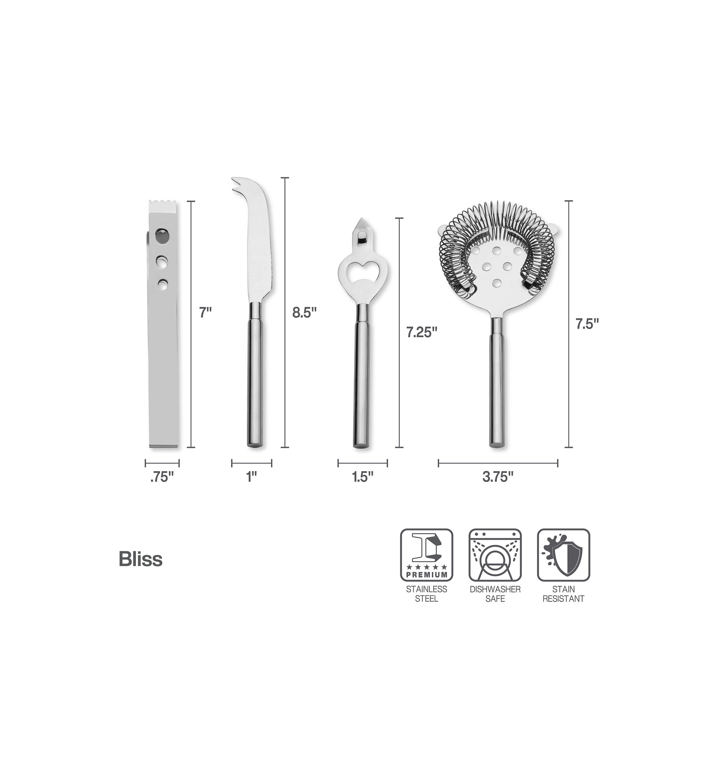 Bliss Bar Tool Set with Wooden Stand