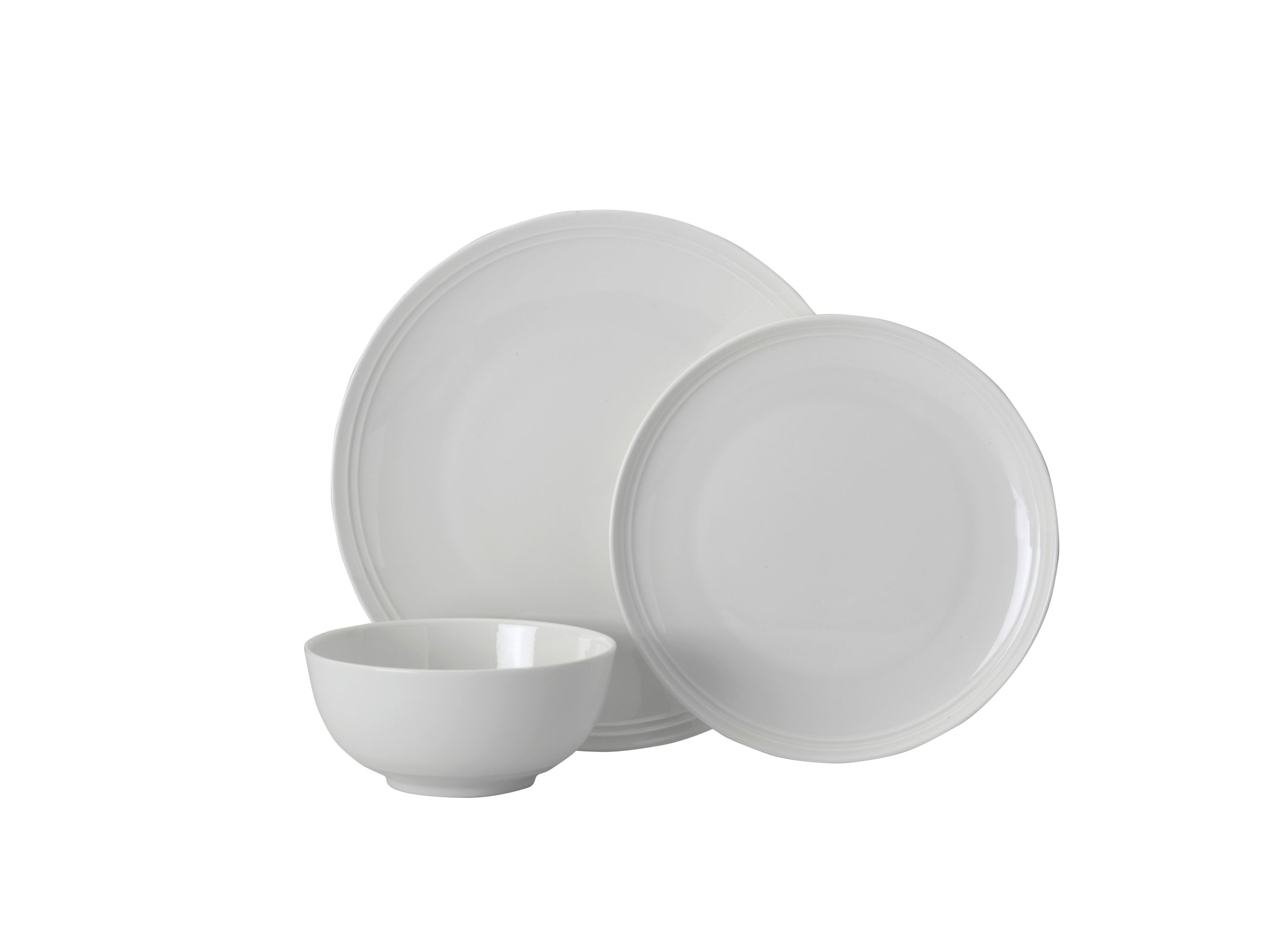 Kyler Bone China Lightweight Chip Resistant 12 Piece Dinnerware Set, Service For 4 ,White
