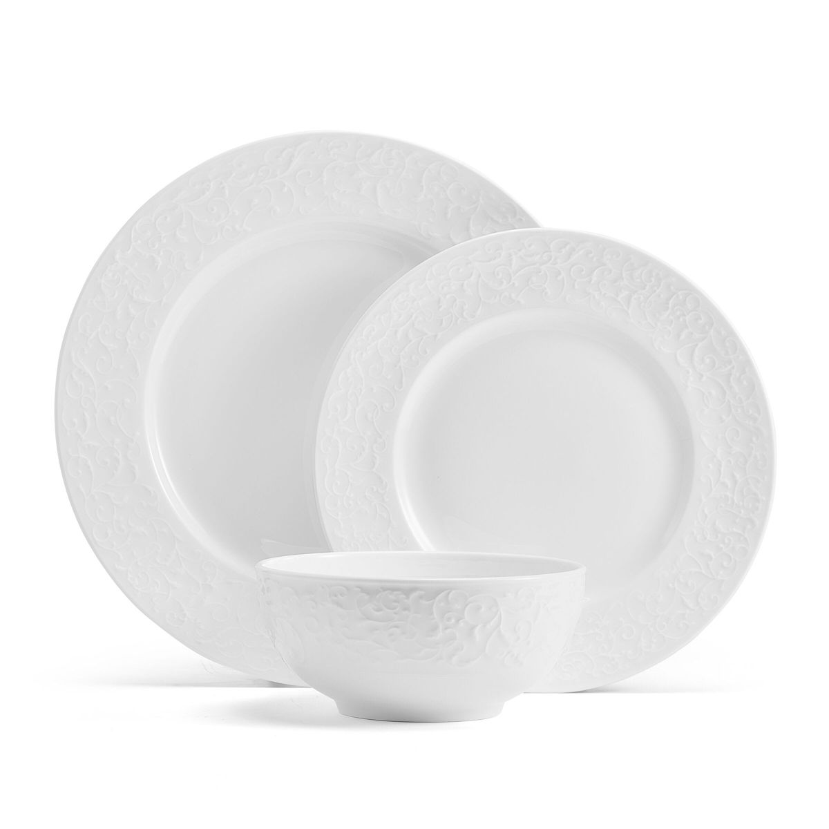 Parchment White Bone China 18 Piece Dinnerware Set, Service for 6