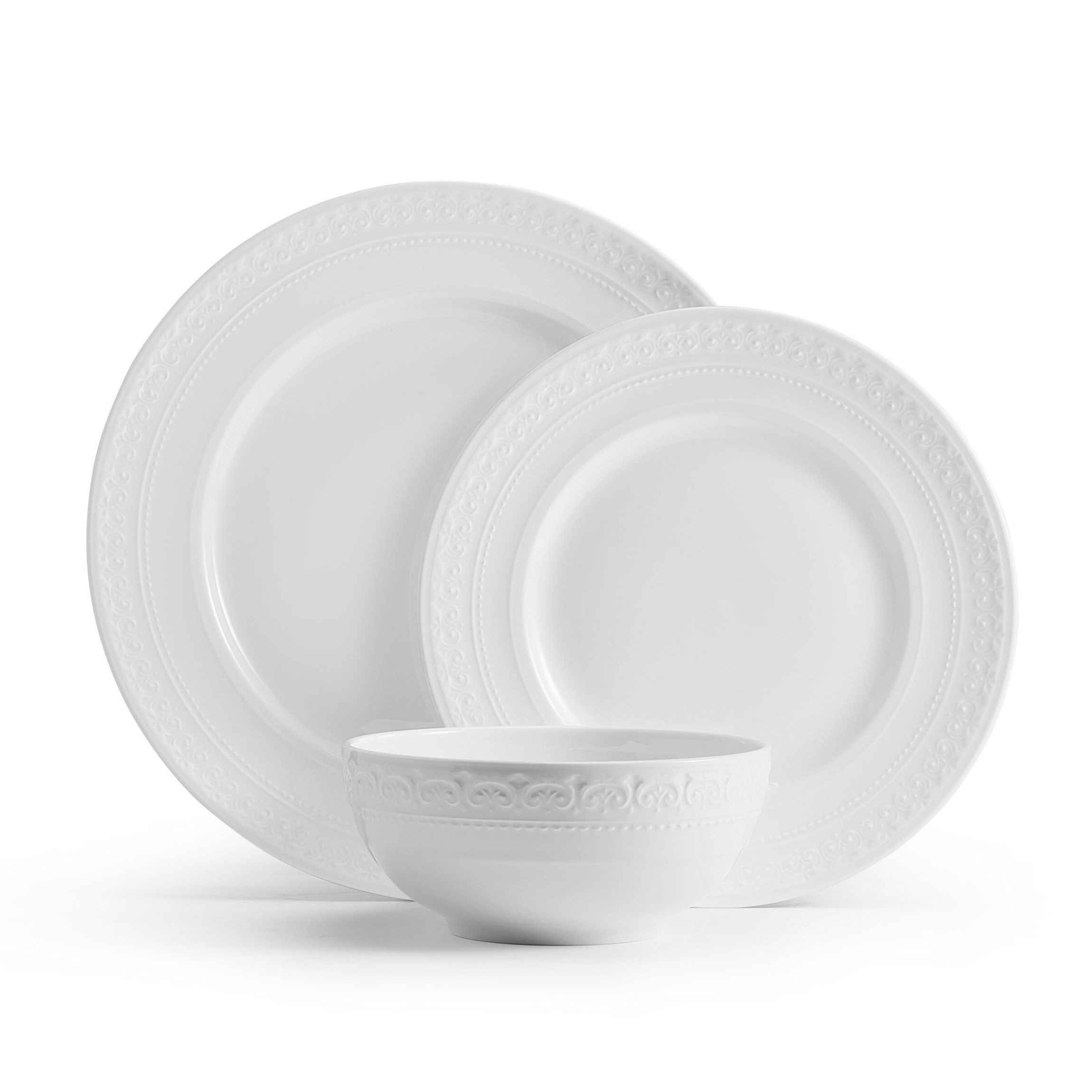 Crown White Chip Resistant 18 Piece Dinnerware Set, Service for 6