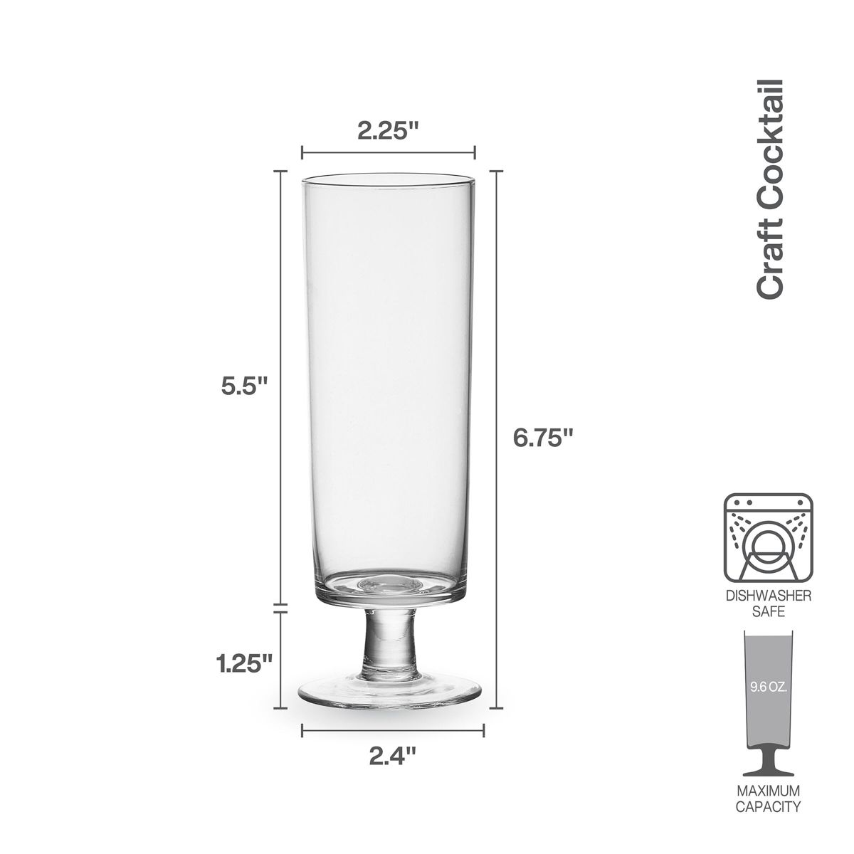 Mikasa Craft Cocktail Set of 4 Spritzer Champagne Prosecco Wine Flute Glasses, 9.5 Ounce, Clear