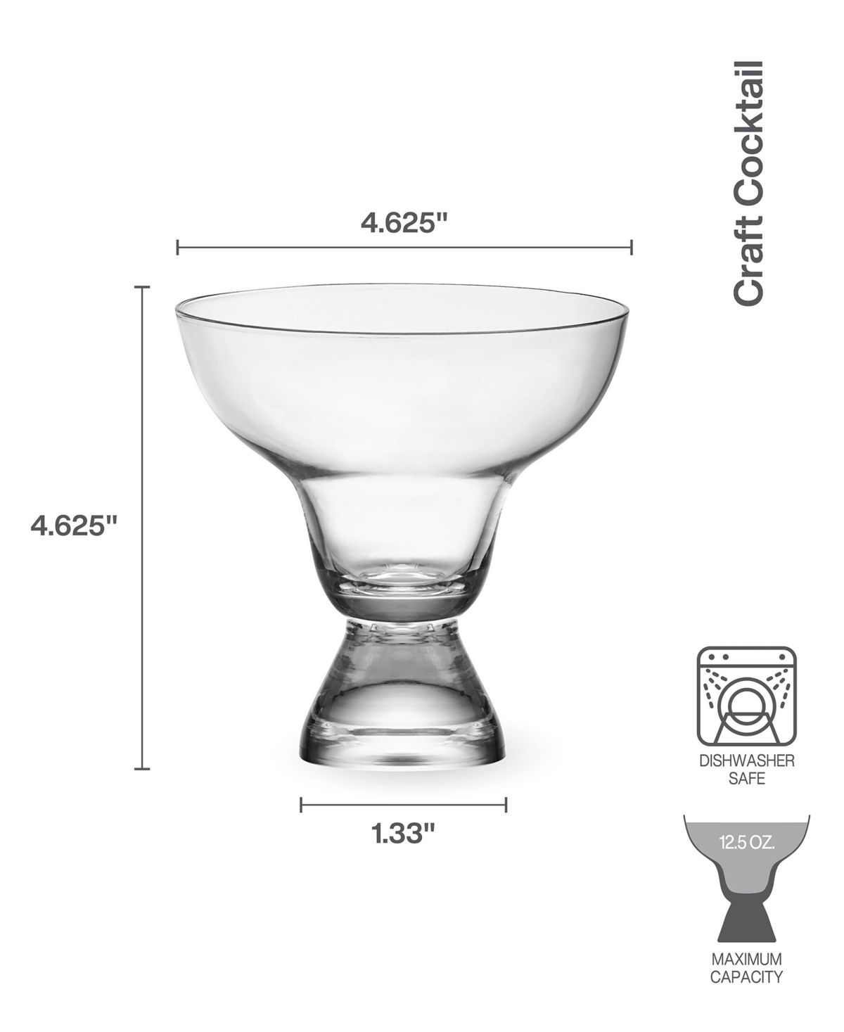 Mikasa Craft Cocktail Set of 4 Stemless Margarita Glasses, 12.5-Ounce, Clear