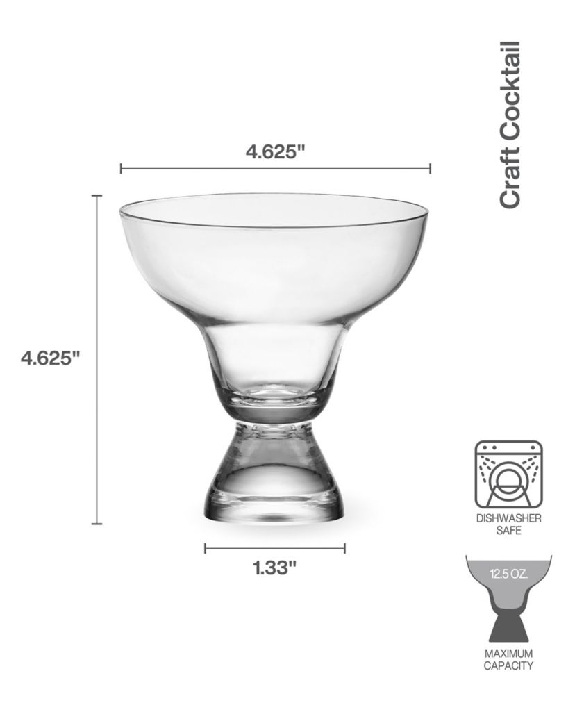 Mikasa Craft Cocktail Set of 4 Stemless Margarita Glasses, 12.5-Ounce, Clear