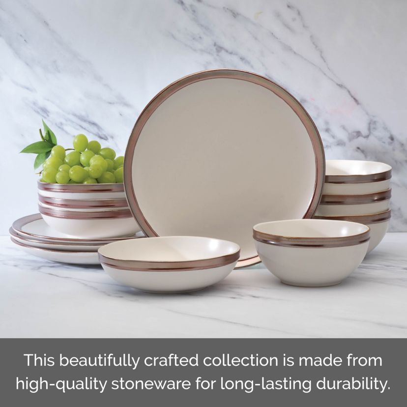 Miller 12 Piece Dinnerware Set, Service for 4, White