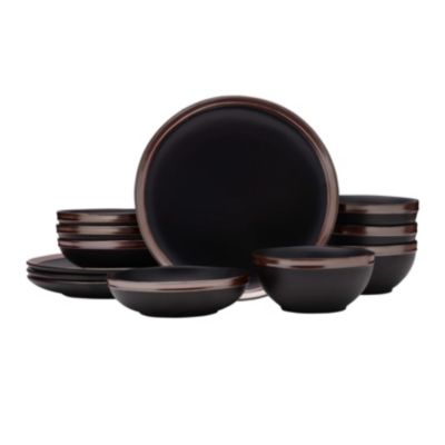 Mikasa Miller 12 Piece Dinnerware Set, Service for 4, Black