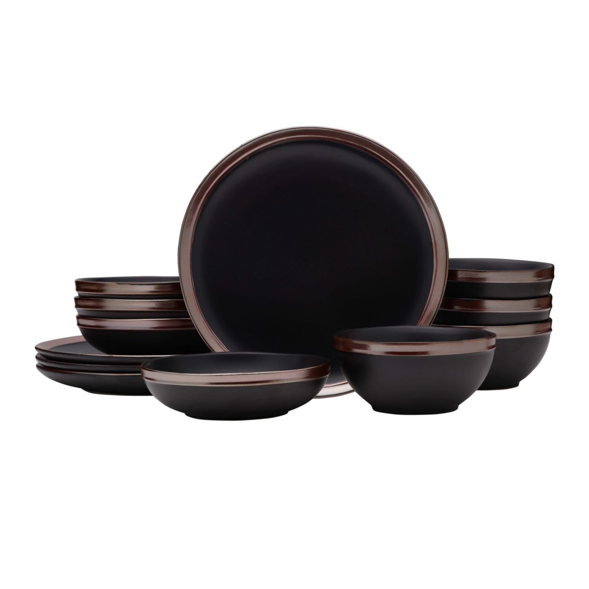 Miller 12 Piece Dinnerware Set, Service for 4, Black