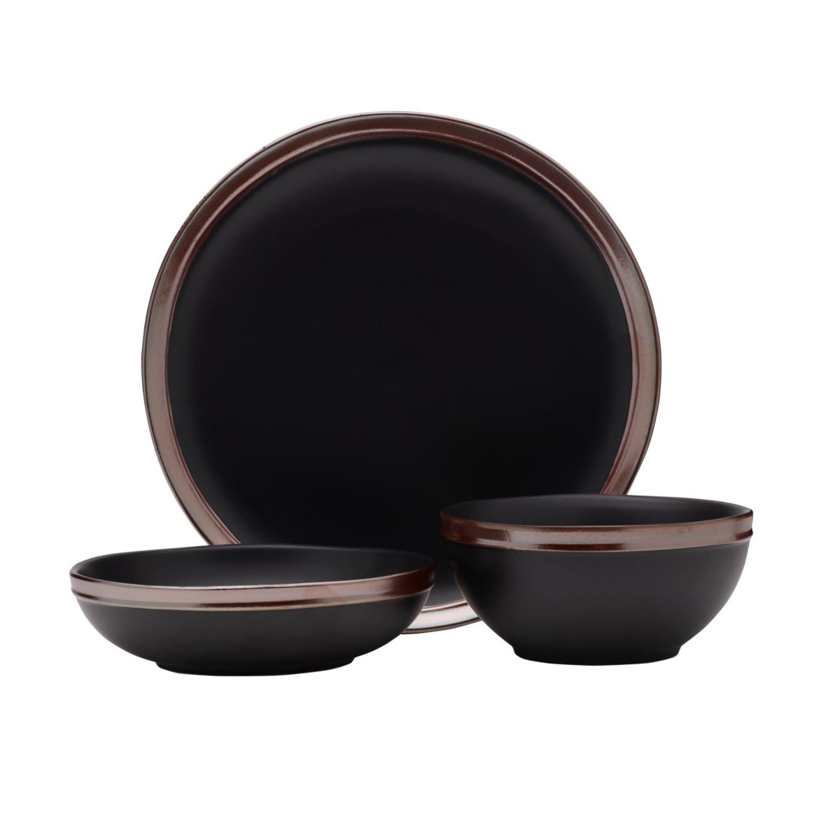 Miller 12 Piece Dinnerware Set, Service for 4, Black