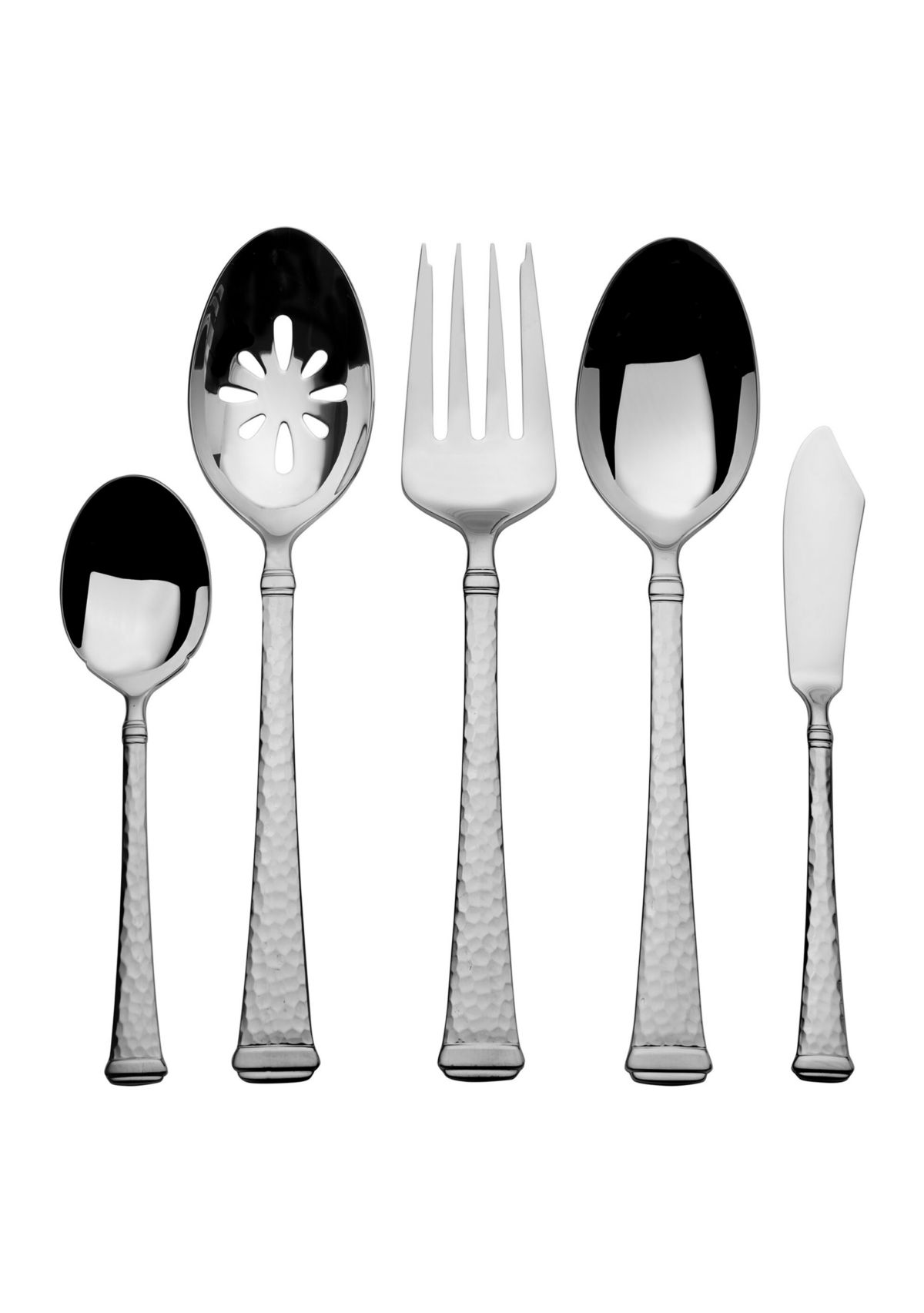 Hammered Harmony 65 Piece 18/10 Stainless Steel Flatware Set, Service For 12