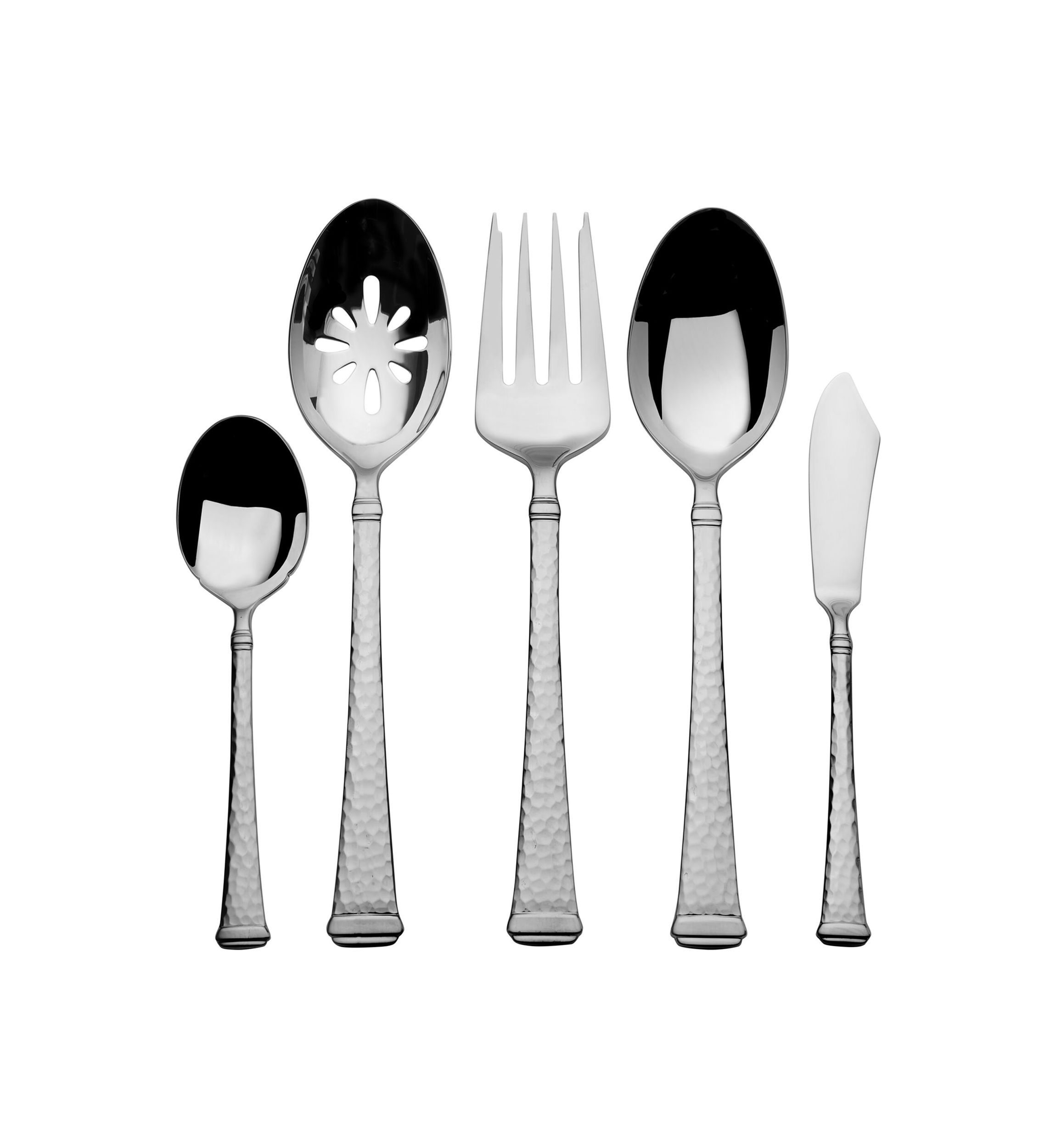 Hammered Harmony 65 Piece 18/10 Stainless Steel Flatware Set, Service For 12