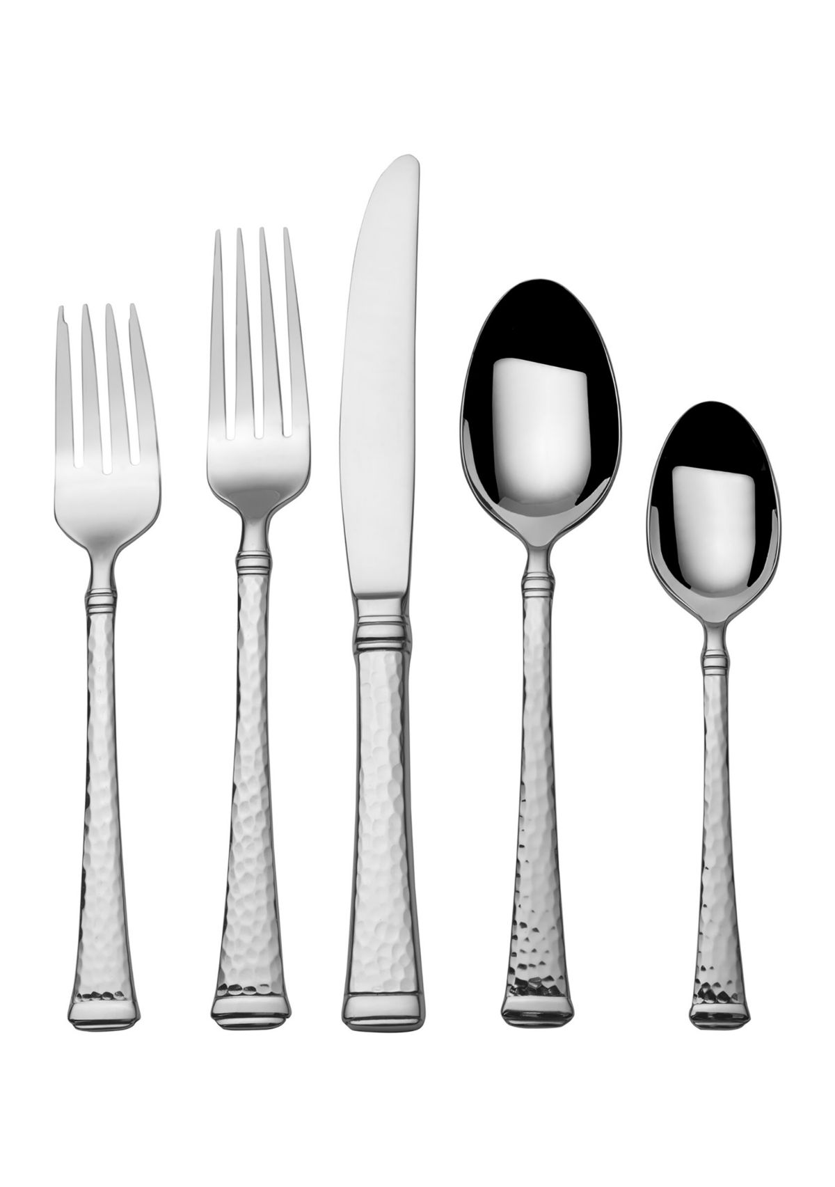 Hammered Harmony 65 Piece 18/10 Stainless Steel Flatware Set, Service For 12