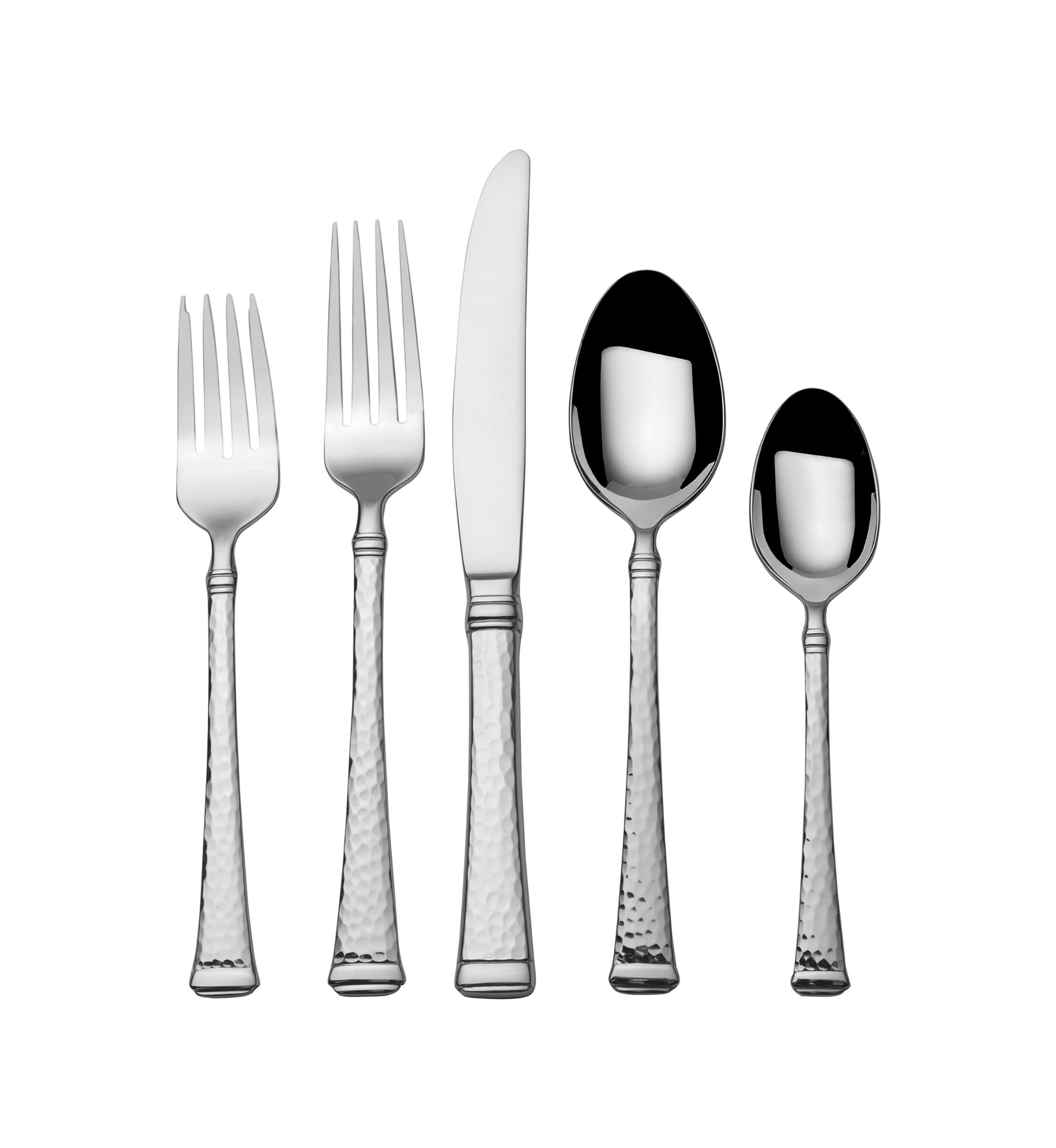 Hammered Harmony 65 Piece 18/10 Stainless Steel Flatware Set, Service For 12