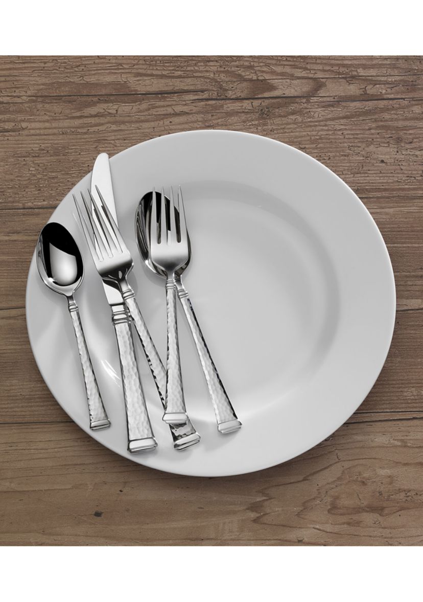 Hammered Harmony 65 Piece 18/10 Stainless Steel Flatware Set, Service For 12