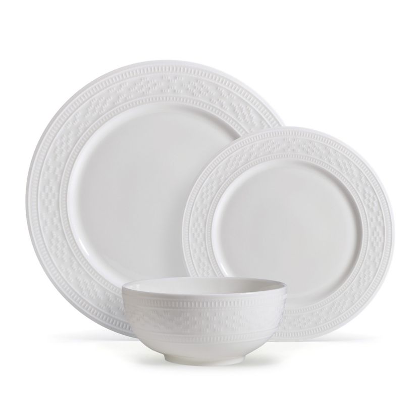 Haven Bone China 12 Piece Dinnerware Set, Service for 4 White