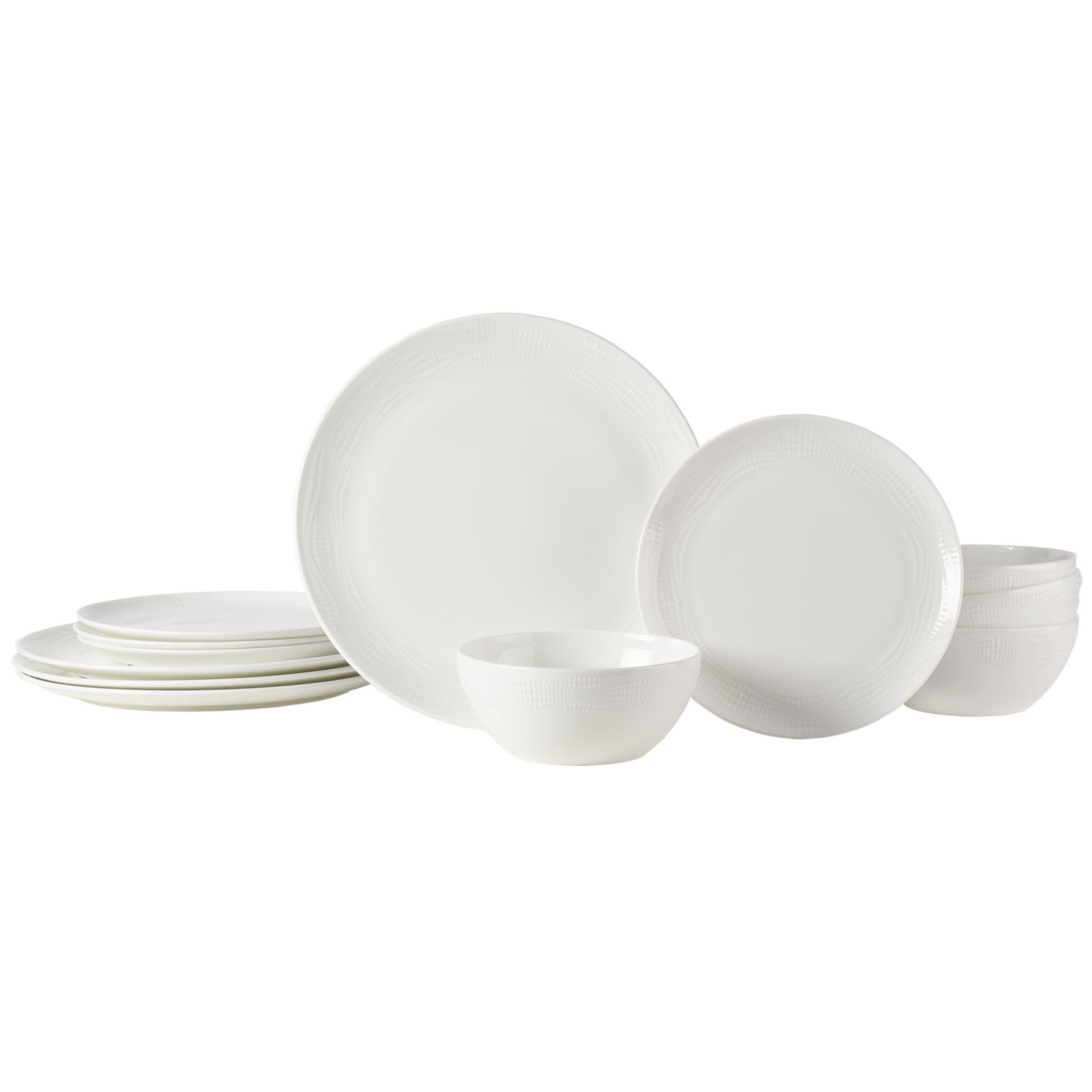 Mirabel Vegan Bone China Chip Resistant 12 Piece Dinnerware Set, Service for 4