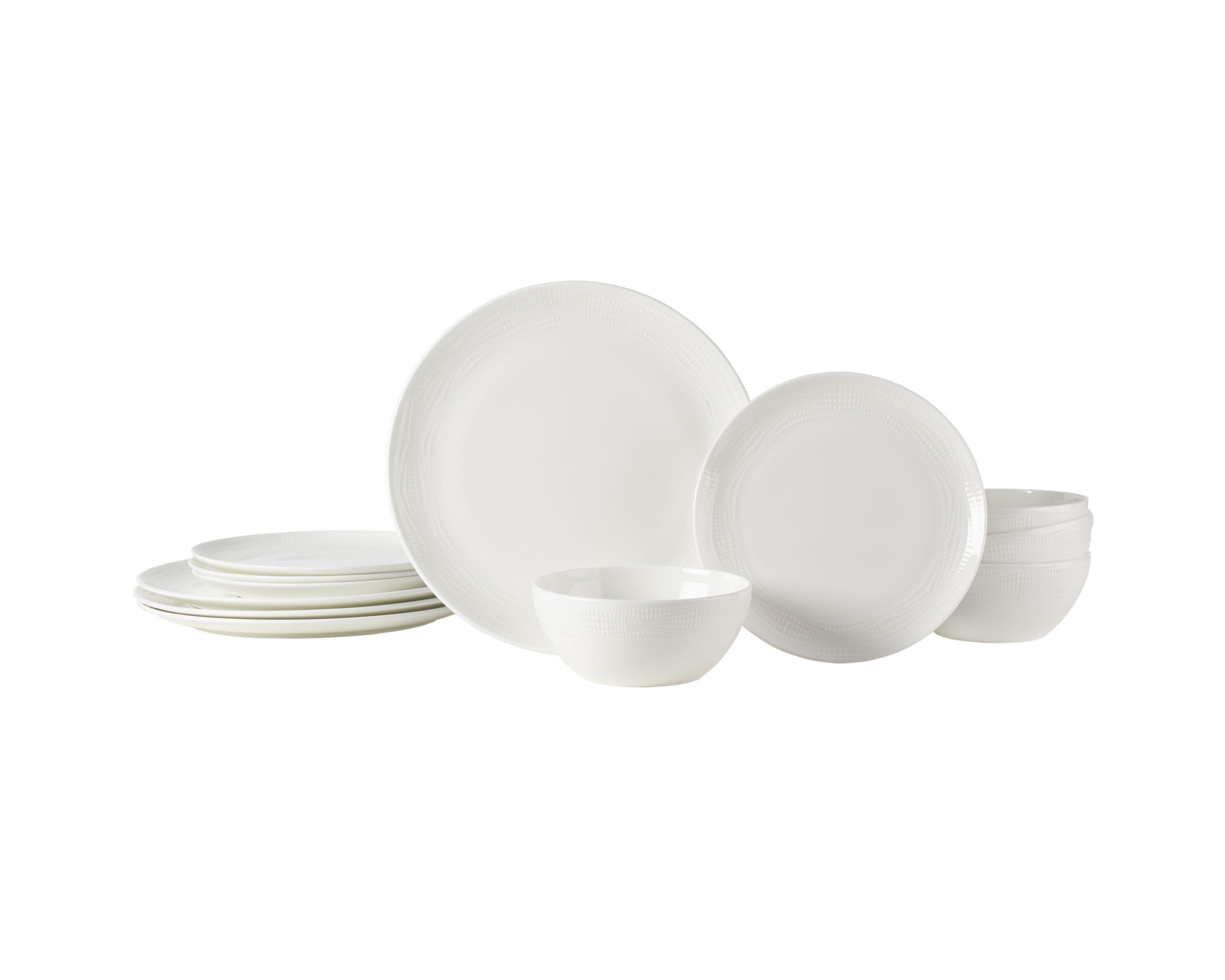 Mirabel Vegan Bone China Chip Resistant 12 Piece Dinnerware Set, Service for 4