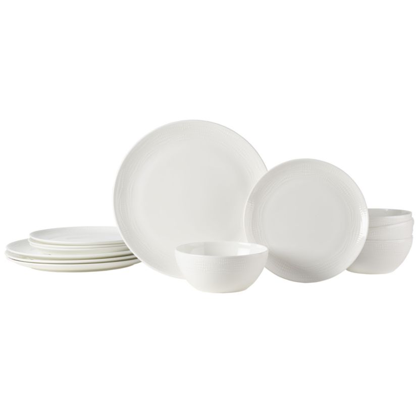 Mirabel Vegan Bone China Chip Resistant 12 Piece Dinnerware Set, Service for 4