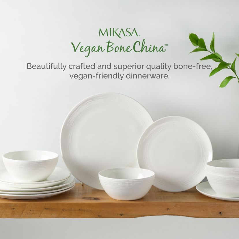 Mirabel Vegan Bone China Chip Resistant 12 Piece Dinnerware Set, Service for 4